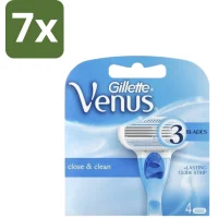 Gillette Venus Close & Clean Navulscheermesjes - 7x4 mesjes